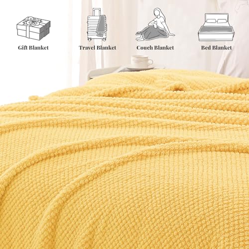 Whale Flotilla Soft Fleece Queen Size Bed Blanket, Yellow - color: Yellow, size: Queen(90x90 In)