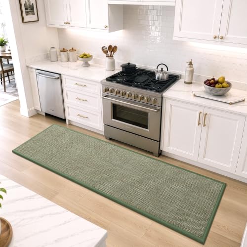 DEXI Ultra Thin Hallway Runner Rug 28x96, Non Slip Entryway Rugs,Green - color: Green, size: 28" X 96" (Runner)