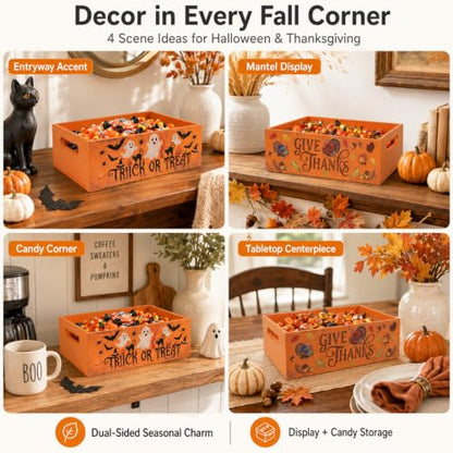 Large Halloween Candy Bowl Trick or Treat Holder Double Sided