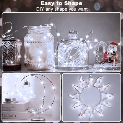 CCILAND 2 Pack Fairy Lights Battery Operated with Remote Timer (Cool White) - color: Cool White