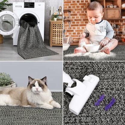 ROYHOME Hallway Runner Rug 2x8 Print Braided Runner Rug Washable Rug - color: Grey/Brown, size: 2' x 8' (Rectangular)