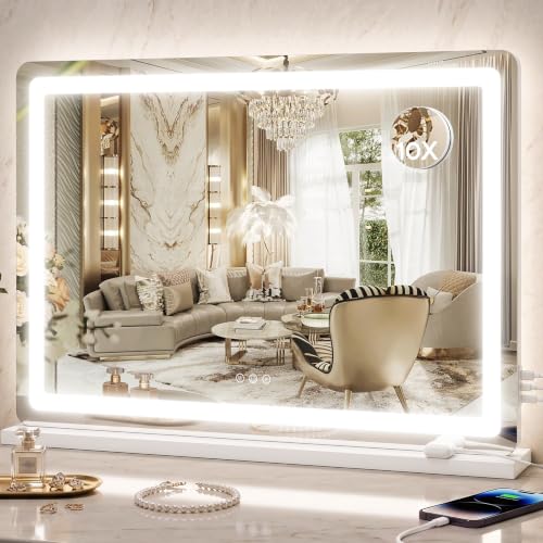 CraftCraze Makeup Mirror with Lights Vanity Mirror Dimmable|32x22 White - color: White, size: 22.2"L x 31.4"W