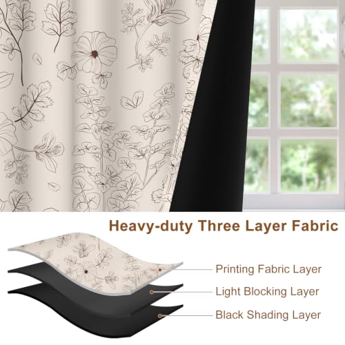 Floral Blackout Curtains for Bedroom 84 Inches Long - color: Botanical-b