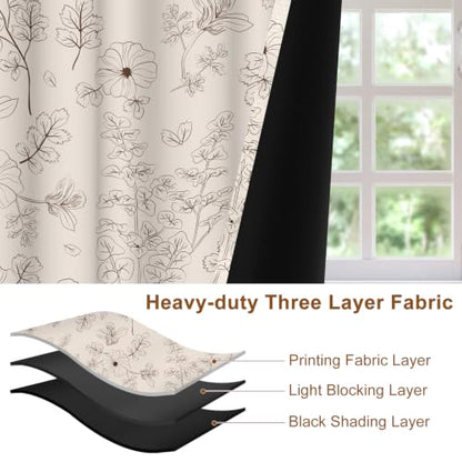 Floral Blackout Curtains for Bedroom 84 Inches Long - color: Botanical-b