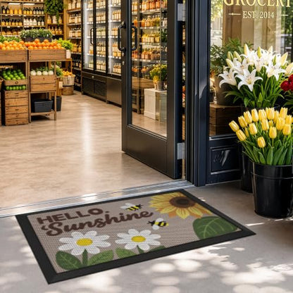 LUMI Outside Welcome Door Mat 17x30, Non-Slip Durable Rubber Easy Clean - color: Sunshine, size: 17"x30"