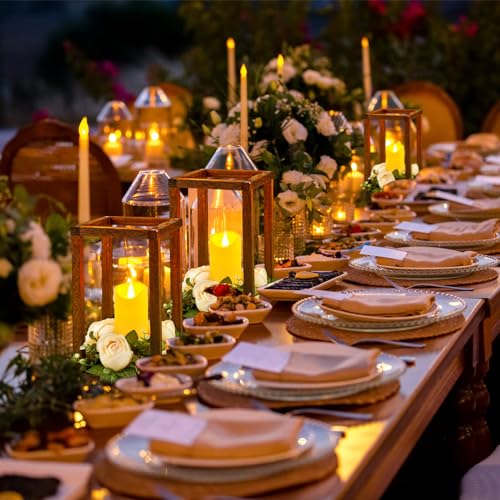 30 Pcs Wedding Lantern Centerpiece with Candle Holders, Beige Flower - color: Beige Flower