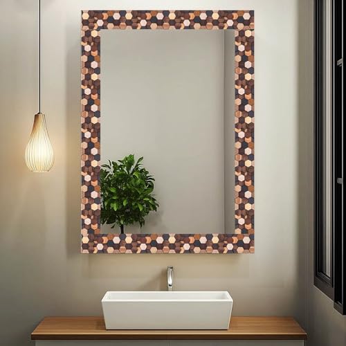 IVN Wallpaper Border Peel and Stick Wall Rustic Wood Hexagon 4x196 Inch - color: Rustic Wood Hexagon
