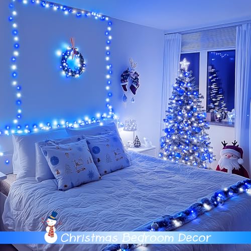 JMEXSUSS 2 Pack 100 LED Blue and White Christmas Lights - color: Blue White, size: 200 LED
