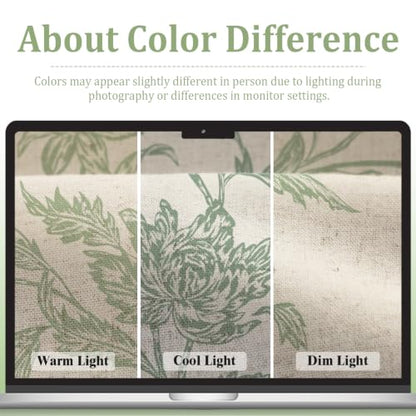 Sage Green Boho Floral 100% Blackout Curtains 63 Inch 2 Panels - color: Sage Green, size: 52"W x 63"L (Pack of 2)
