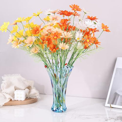 9.0" H Aqua Blue Glass Vases for Flower, Unique Hand Blown Glass Vase - color: Aqua