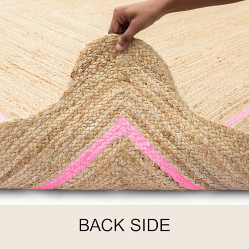 Wave Scalloped Jute Rug Entryway Natural Boho Area Rug Light Pink 2'x3' - color: Light Pink, size: 2'x3'