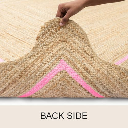 Wave Scalloped Jute Rug Entryway Natural Boho Area Rug Light Pink 2'x3' - color: Light Pink, size: 2'x3'