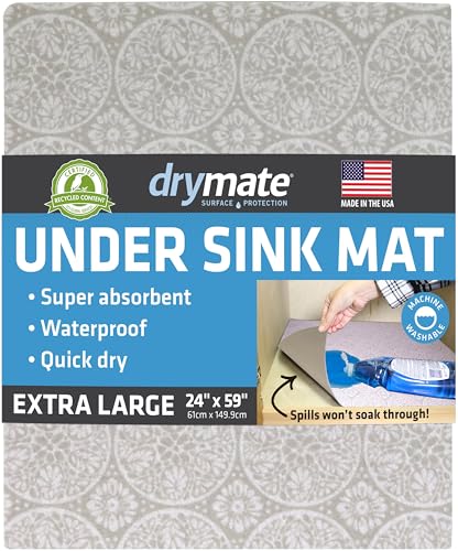 Drymate Premium XL Under Sink Mat, Waterproof Liners, 24”x59”, Tan - color: Tan Global, size: 24"W x 59"L