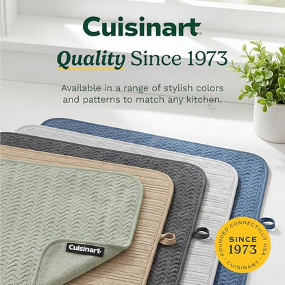Cuisinart Dish Drying Mat for Kitchen Counter, 2-Pack XL 18"x24" - color: Geostripe Sage