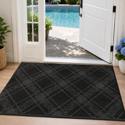 COSY HOMEER Door Mat Non-Slip Absorbent Washable Entrance 32"x48" Black - color: Black, size: 2'8" x 4' (Rectangular)