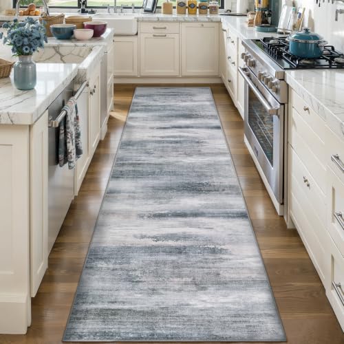Tangsoo Abstract 3x10 Hallway Runner Rug, Modern Non Slip Runner Rugs - color: Ash Grey, size: 3' X 10' (Runner)