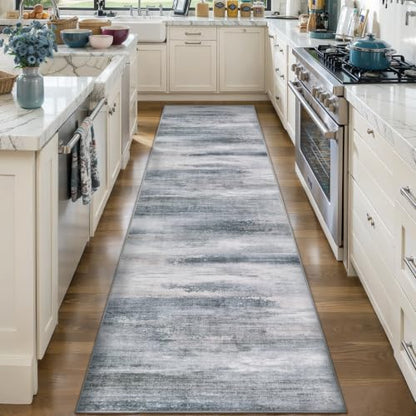 Tangsoo Abstract 3x10 Hallway Runner Rug, Modern Non Slip Runner Rugs - color: Ash Grey, size: 3' X 10' (Runner)