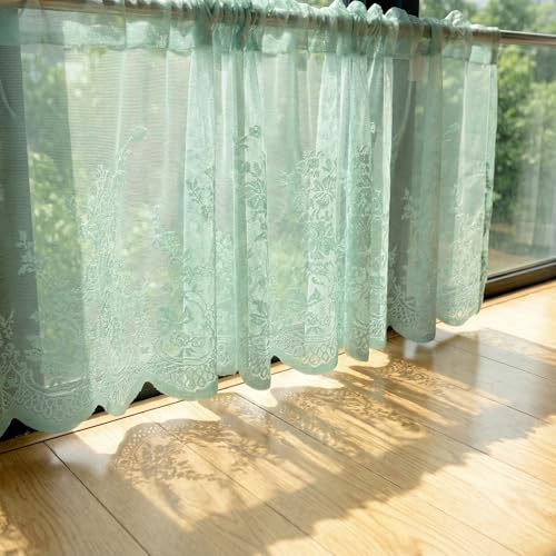 Molaxhome Lace Curtain Valance Floral Semi Sheer Curtain Window Valance