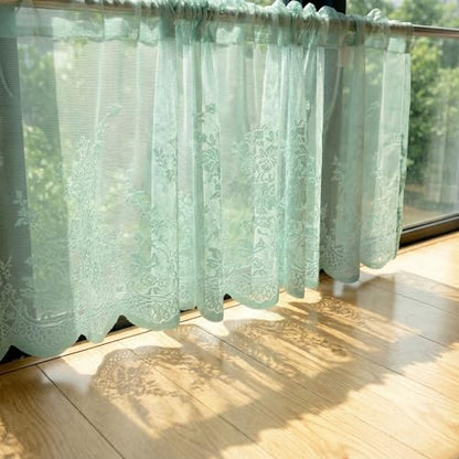 Molaxhome Lace Curtain Valance Floral Semi Sheer Curtain Window Valance