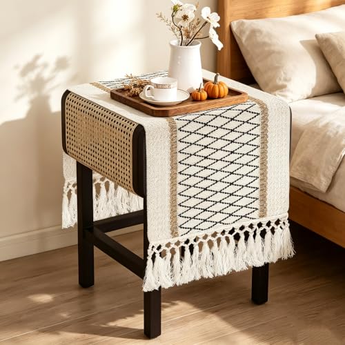 yuboo Boho Fall Table Runner, 36 inches Coffee Table Runner - color: Black&beige, size: 36 inch