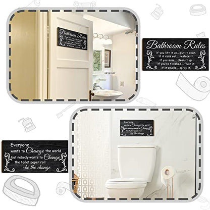 Jetec 2 Pcs Funny Bathroom Decor Black and White Bathroom Wall Decor - style: Dark Style