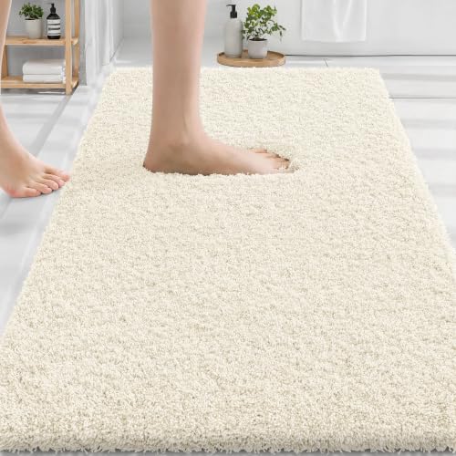 OLANLY Microfiber Bathroom Rugs 30x20, Ultra Soft Absorbent Bath Mat, White - color: White, size: 30" X 20"