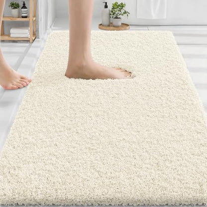 OLANLY Microfiber Bathroom Rugs 30x20, Ultra Soft Absorbent Bath Mat, White - color: White, size: 30" X 20"