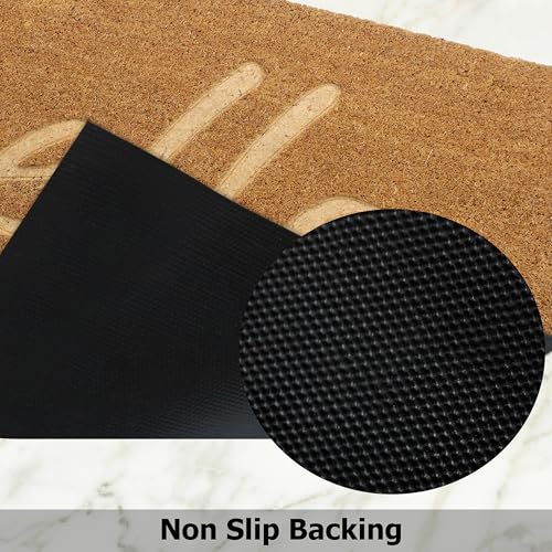 Coir Doormat - 17x30 inch Deep Groove Dirt Trapping Hello Design - color: Hello - Impression, size: 1'5" x 2'6" (Rectangular)