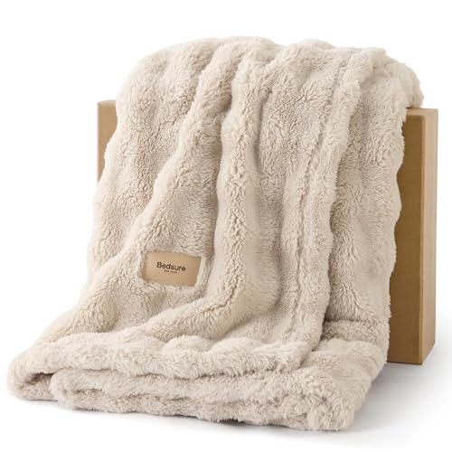 Bedsure Cloud Bubble King Throw Blanket for Bed, Beige, 108"×90" - color: 04 Beige, size: King (108" X 90")