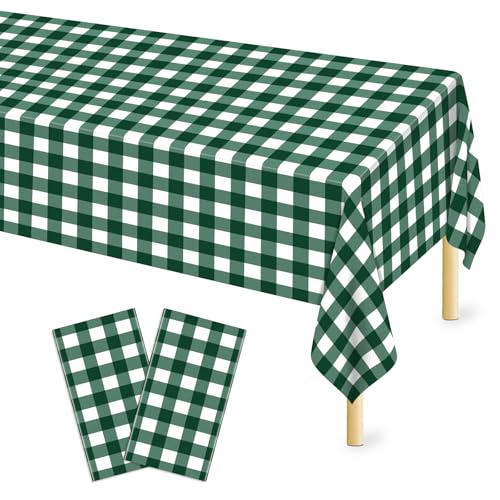 Mulbozy 2 Pcs Green Gingham Tablecloth,Green Checkered Table Cloth 54x108in - color: Checkered-dark Green, size: 54" X 108" Rectangle