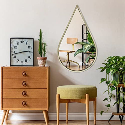 BAODANFU Wall Mirror Decorative Mirrors Mounted Decor Rain Tear Drop Shape Wall-Mounted Gold for Bedroom Living Room Entryway Bathroom Vanity(Gold, 1-Pack)