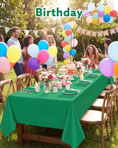 NatNarr 3 Pcs Green Tablecloths Plastic, Scalloped Christmas Table Cloth - color: Green, size: 3 Pack