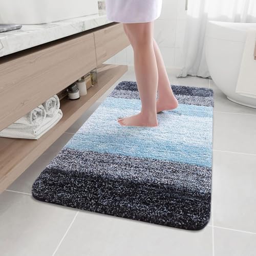 Arotive Microfiber Bathroom Rugs, Shaggy Soft Absorbent Bath Rug, 40x32 - color: Blue, size: 40" X 32"