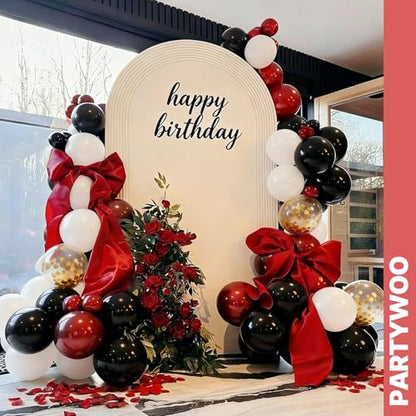 PartyWoo Red and Black Balloons 66pcs 12 Inch Black Red White Balloons - color: Red-3322