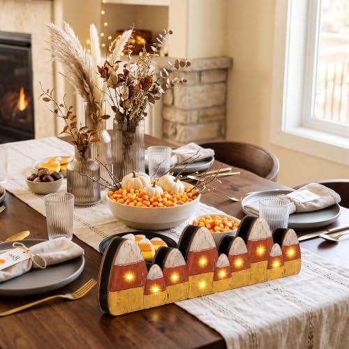Yousoontic Lighted Candy Corn Decor for Halloween Fall Table Centerpieces - style: Candy Corn