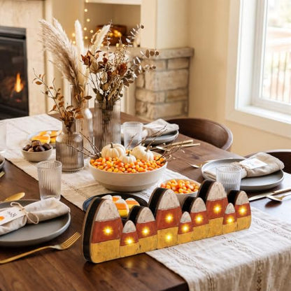 Yousoontic Lighted Candy Corn Decor for Halloween Fall Table Centerpieces - style: Candy Corn
