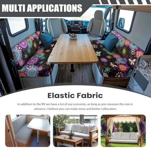 Boho Mandala Butterfly RV Dinette Cushion Covers 2 Pieces,Washable Camper Cushion Slipcovers Replacement Sofa Cushions Slipcovers for Travel Trailer Couch - color: Boho Mandala Butterfly