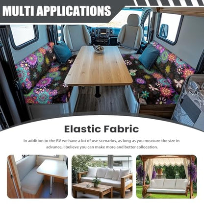 Boho Mandala Butterfly RV Dinette Cushion Covers 2 Pieces,Washable Camper Cushion Slipcovers Replacement Sofa Cushions Slipcovers for Travel Trailer Couch - color: Boho Mandala Butterfly
