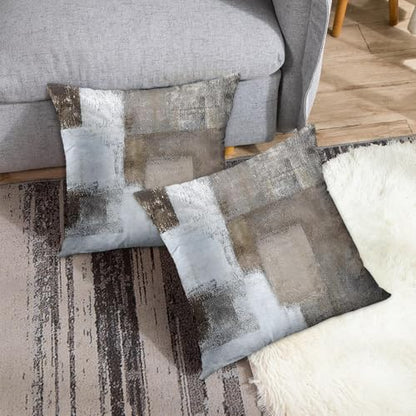 Britimes Throw Pillow Covers Set of 2, 18 x 18 Inch, Beige Grey Brown - color: Grey Brown, size: 18" x 18" (Pack of 2)