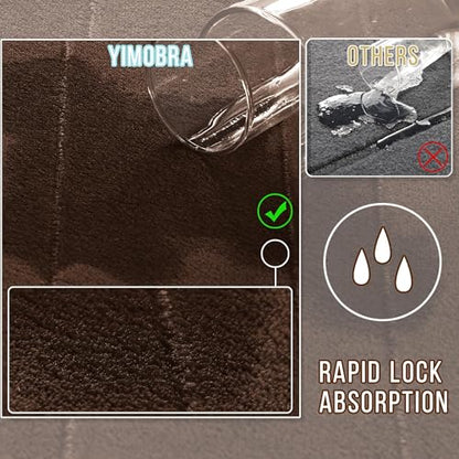 Yimobra Memory Foam Bathroom Mat Set, 31.5 x 20 & 24 x 17 in, Brown - color: Brown, size: 31.5x20+24x17 Inch