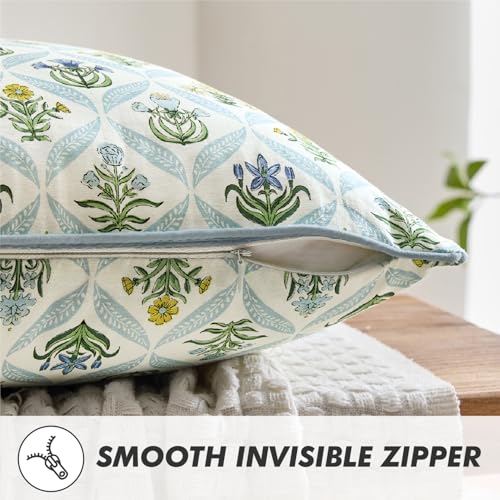 MIULEE Floral Throw Pillow Covers 18x18 Set of 2, Light Blue - color: Light Blue, size: 18" x 18" (Pack of 2)