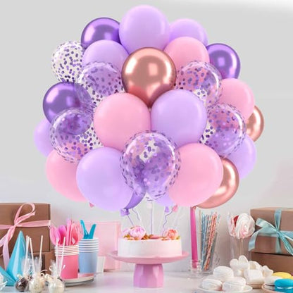 Patimate Purple and Pink Latex Balloons Set 50 pcs 12 inch - color: Purple Pink