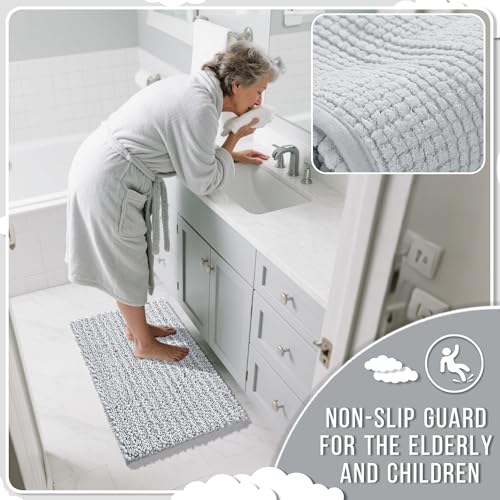 Yimobra Bathroom Rugs Sets 2 Piece, Super Absorbent Bath Mat Set, Silver - color: Silver, size: 32''x20''+24''x17''