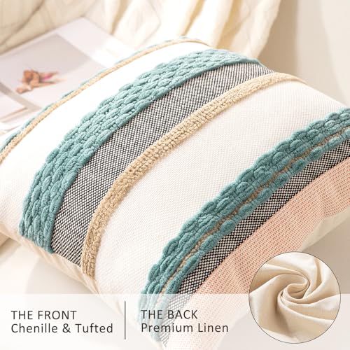 Boho Throw Pillow Covers Decorative Neutral Farmhouse Pillow case - color: Blue Stripe