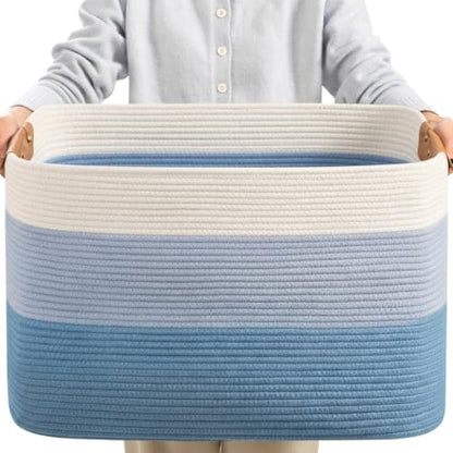 Danpinera 100L Extra Large Blanket Basket for Living Room, Gradient Blue - color: Gradient Blue, size: 108L