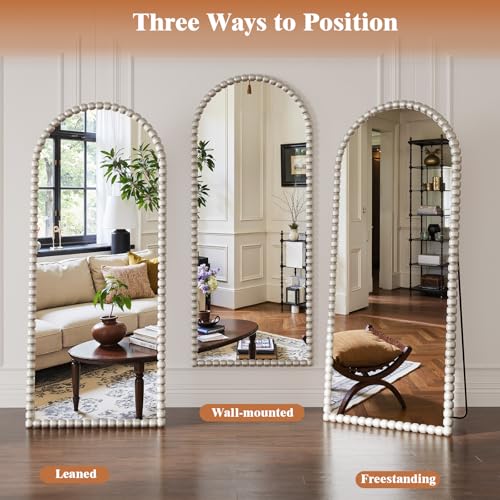 Antique Silver Full Length Mirror 71x28 in, Beaded Standing Mirror - color: Antique Silver