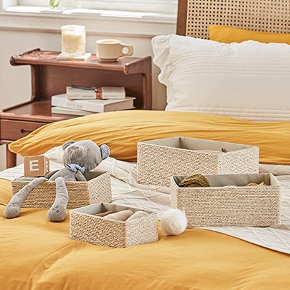 LA JOLIE MUSE Bathroom Basket Organizers, Paper Rope Storage, Beige 4 Pack - color: Beige