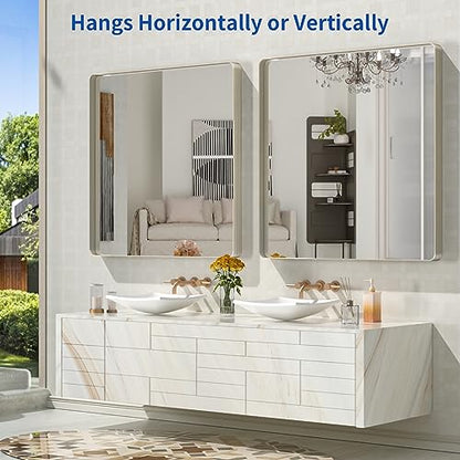 WEER Bathroom Vanity Mirror Brushed Nickel 36X36 Inch - color: Brushed Nickel, size: 36"L x 36"W