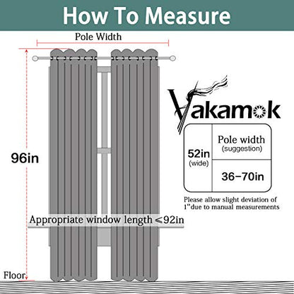 Yakamok Grey Room Darkening Curtains 52x96 inch Gray Grommet-Living Room - color: Grey, size: 52"W x 96"L (Pack of 2)