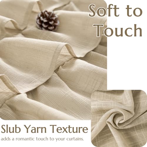 jinchan Ruffled Window Valance Curtain, 18 Inch, 1 Panel, Warm Beige - color: 3-tier Ruffle | Warm Beige, size: 50"W x 18"L (Pack of 1)